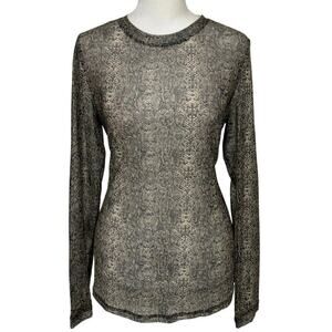 Vylette Y2K Sheer Mesh Snakeskin Print Long Sleeve Top Size M Whimsigoth Indie